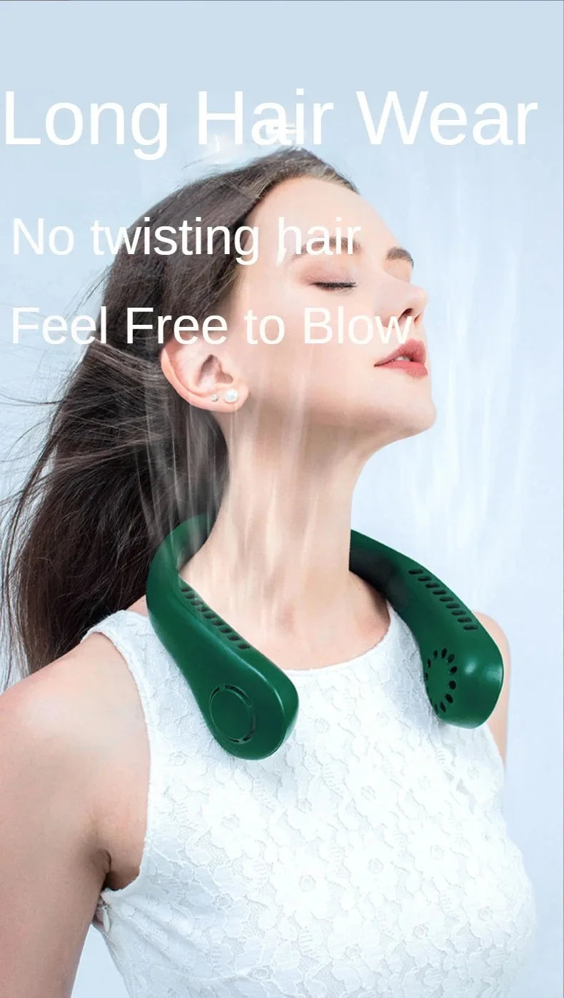 New Mini Neck Fan Portable Bladeless Hanging Neck 1200mAh Rechargeable Air Cooler 3 Speed Mini Summer Sports Fans