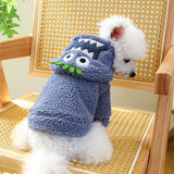 1PC Pet Apparel Cat Autumn/Winter Plush Thickened Warm Halloween Funny Hoodie Coat With Drawstring Buckle For Small Medium Dogs