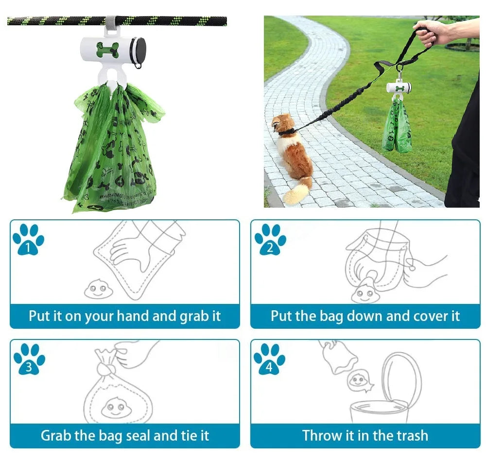 1 Roll 15 Bags Pet Dog Poop Bags Dispenser Collector Garbage Bag Puppy Cat Pooper Scooper Bag Outdoor Clean Pets Supplies