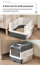 Extra Large Cat Litter Box with Lid and Spoon, Odor Proof Fully Enclosed Drawer Style Top in Cat Toilet Pet Supplies