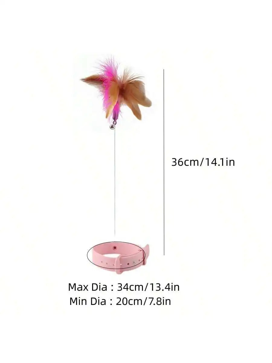 Interactive Cat Toys Funny Feather Teaser Stick with Bell Pets Collar Kitten Playing Teaser Wand Training Toys for Cats Supplies