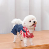 Pet Clothes Dog Cat Striped Plaid Jean Jumpsuit Hoodies Pet Costume for Small Medium Dog Chihuahua French Bulldog Puppy Clothing