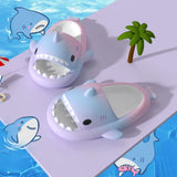 2024 Summer Gradient Shark Slippers Bathroom Slippers Household Anti slip Flat Shoes Girl Boy Beach Shoes Children's Fun Sandals