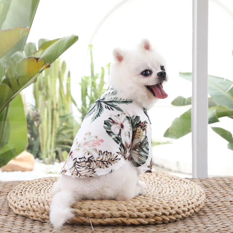 Summer Hawaiian Beach Style Dog Shirt Fashion Pet Dog Clothes Print Puppy Vest Breathable Cat Thin Shirt Pet Chihuahua Clothes