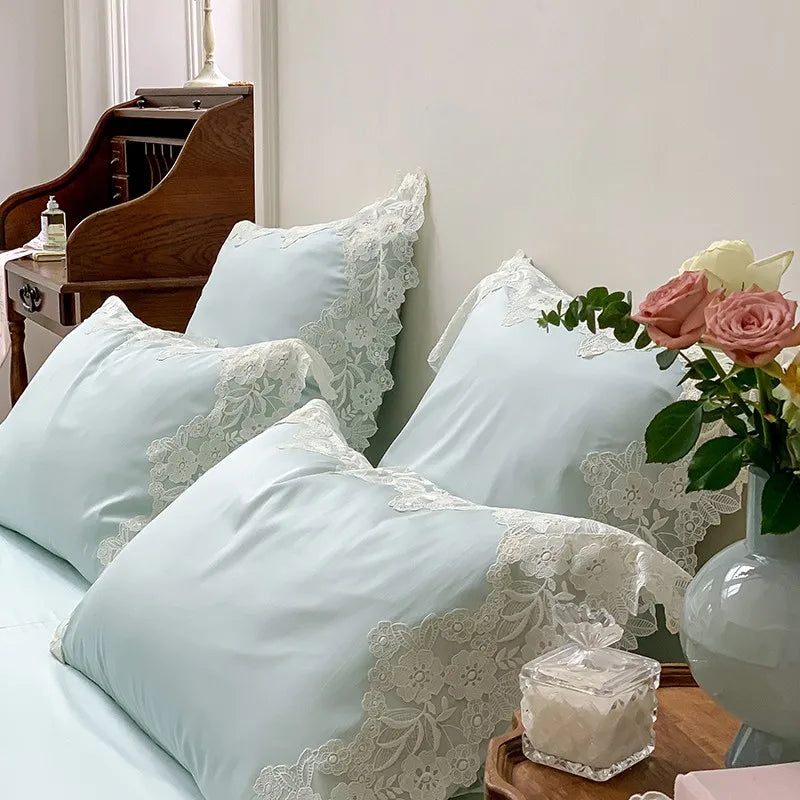 4/7Pcs French Romantic Wedding Chic White Lace Bedding Set 1000TC Egyptian Cotton Ultra Soft Duvet Cover Bed Sheet Pillowcases