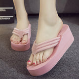 Open Toe Women Wedge Sandals Thong Flip Flops Platform Slippers Summer Beach Outdoor Slides Woman Height Increased Sandles