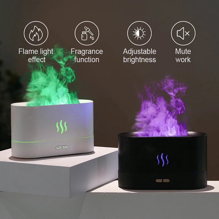 Kinscoter Aroma Diffuser Air Humidifier Ultrasonic Cool Mist Maker Fogger Led Essential Oil Flame Lamp Difusor