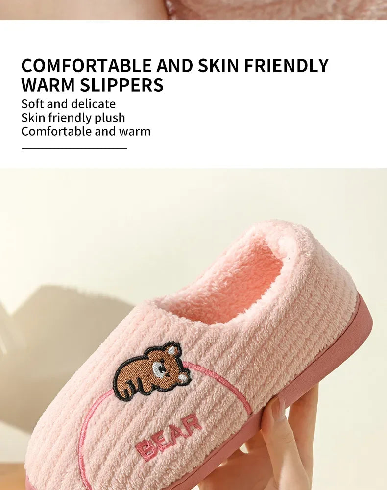 Winter Cotton Slippers for WOMEN'S Home Wear, Extra Thick and Warm, Simple and Cute Couple Winter Cotton Shoes A283