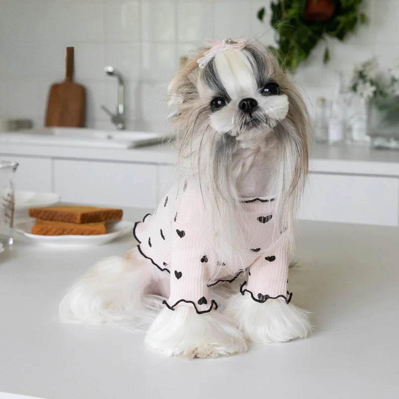 Autumn and Winter New Year Christmas Pet Undercoat Clothes Embroidered Bear Waffle Home Vest Dog Cat Yorkshire Schnauzer Maltese