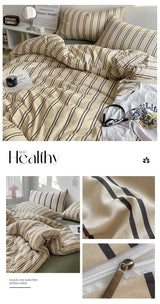 Simple Style Bed Linen Set Skin-friendly Bedsheet Set Pillowcase 이불세트 Brushed Bedclothes Single/Full/Queen/King Size Bedding Set