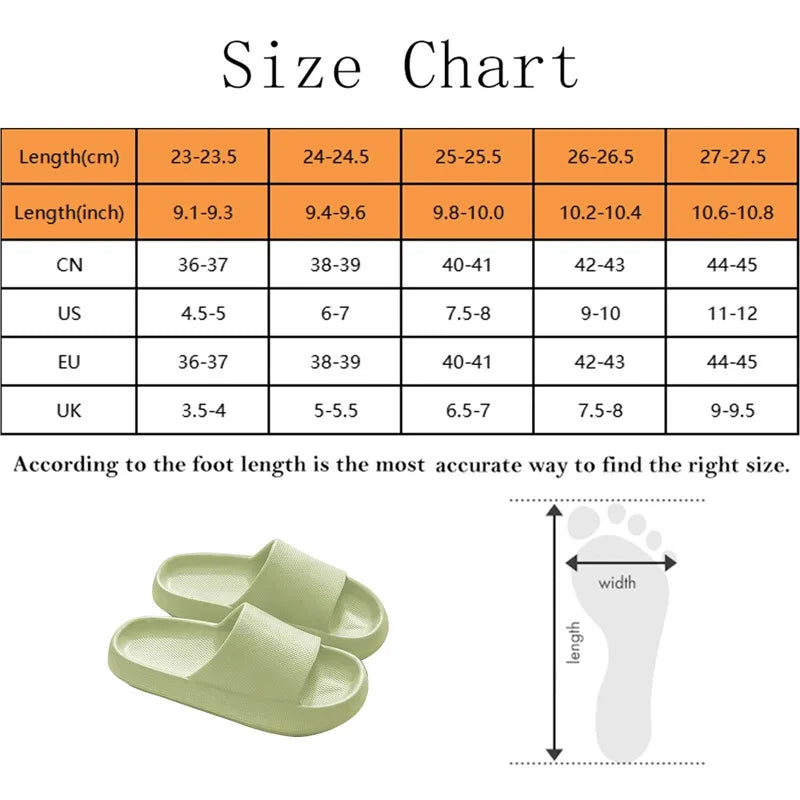 Soft Sole Indoor Slippers Women Men Non-Slip Bathroom Home Flip-Flops Thick Platform Cloud Sandals Ultra-Light Outdoors Slides