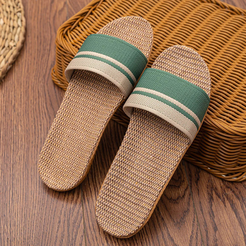 Summer Women Slippers Anti-Slip Home Slippers Lightweight Shoes Women Indoor Linen Slippers Soft Shoes