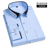 5XL Autumn/Winter Social Long Sleeve Shirt with Diamond Buckle Contrast Collar Men's Business Casual Four Seasons Pockets