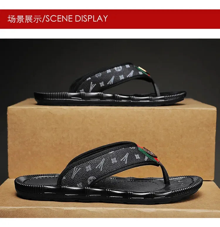 2023 Summer Slippers Men Flip Flops Beach Sandals Non-slip Casual Flat Shoes Slippers Indoor House Shoes for Men Outdoor Slides