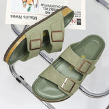 Men Leather Summer Sandals 2023 Male Women Birke Slippers Clogs Slippers Classic Buckle Cork Slides Slippers for Men Slippers