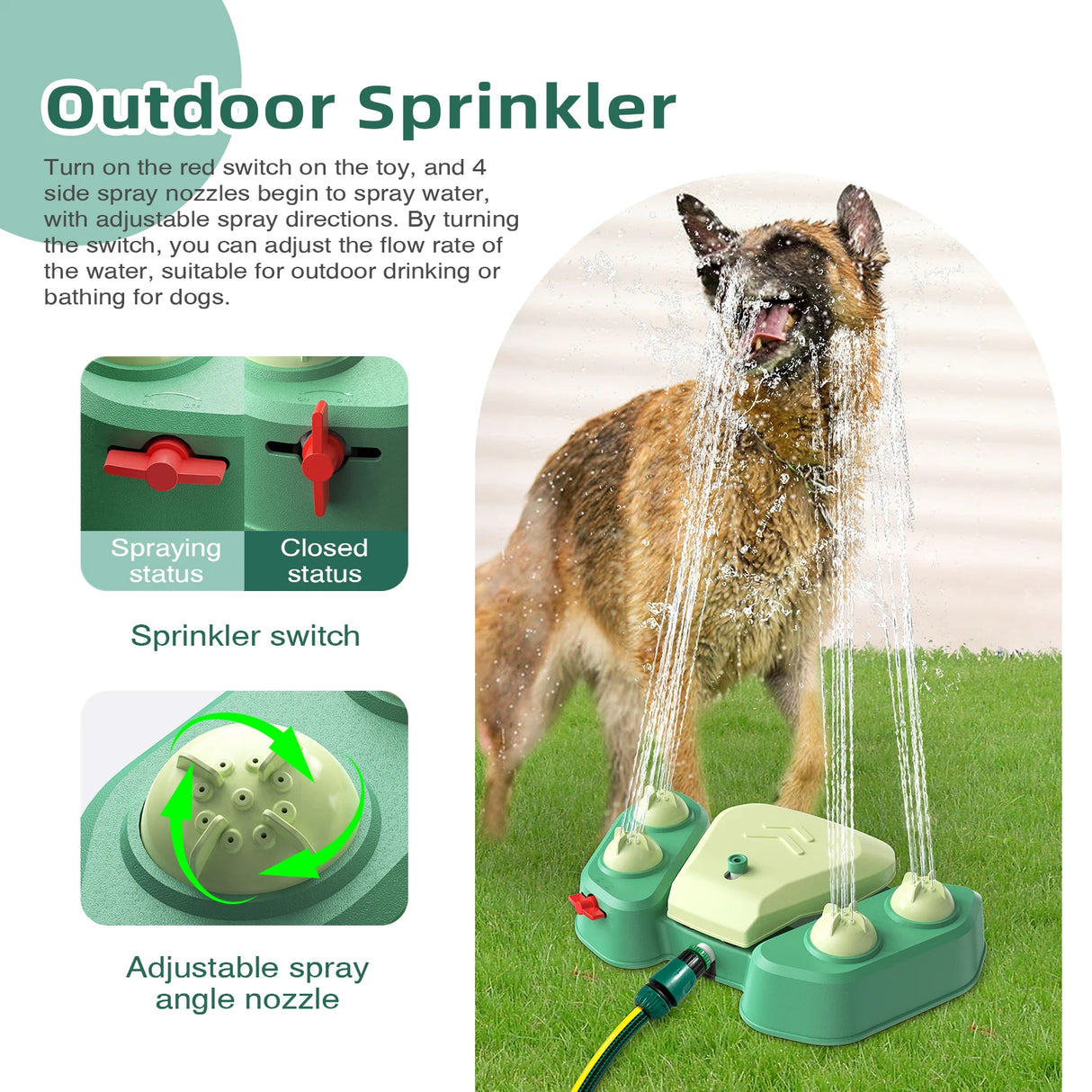 Dog Playing Toys Step on Sprinkler Activated Automatic Squirting Water Provides Outdoor Drinking Fresh Water for Large Dog