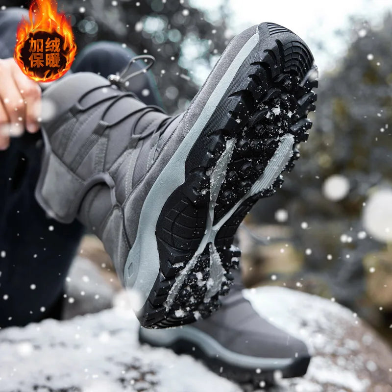 Men boots winer waterproof  Men Snow Boots High Top Ankle  Boots Platform Warm Plush