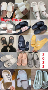 2024 Summer Women Slippers Beach Slides Cartoon Bear Flip Flops Men Shoes Thick Sole Home Bathroom Non-Slip Shoes Couple Sandals