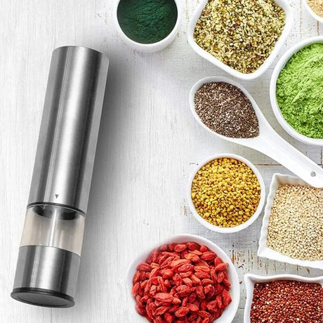 Stainless Steel Electric Pepper Grinder Spices Sea Salt Kitchen Outdoor Barbecue Seasoning Coarser Adjustment Cooking Tools