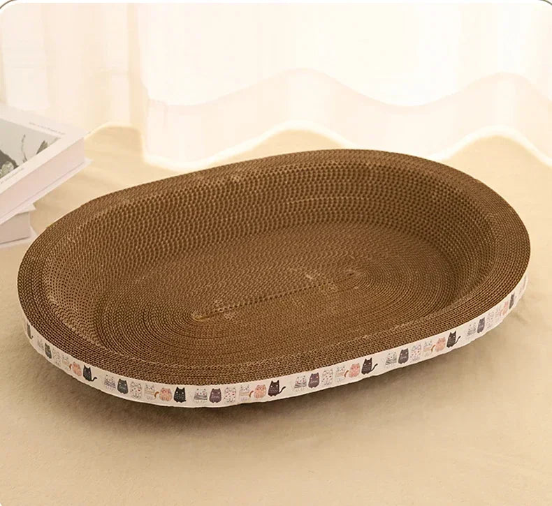 Cat Scratcher Cardboard Cat Scratcher Bed Corrugated Oval Cat Scratch Pad Board Claw Toys for Cats Wear-Resistant Cat Bed Nest