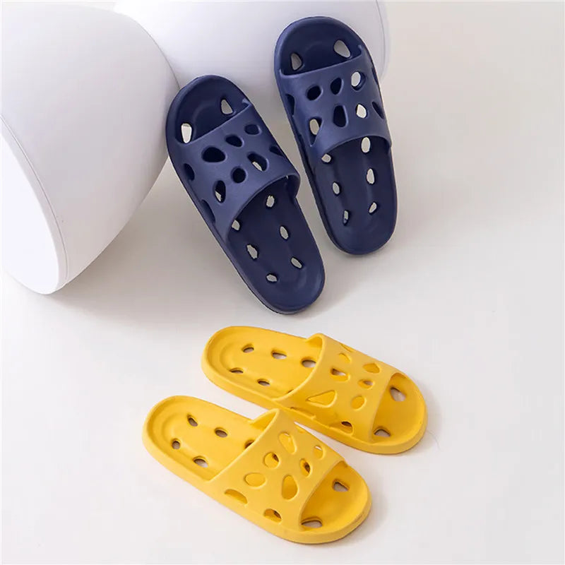 Bathroom House Cheese Slippers Light Weight Water Leaky Beach Flip Flop Non-slip Pool Swimming Aqua Shoes