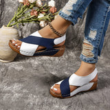 New Women Hiking Sandals Ladies Summer Shoes Retro Leather Slope Heel Thick Bottom Large Chunky Sandals for Women Platform 2024