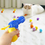 Cat Plush Ball Shooting Gun Silent Toy Interactive Relief Self Hi Fun Micro Elastic Static Sticking Fur Set Color Random