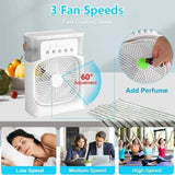 Portable Humidifier Fan Air Conditioners USB Electric Fan LED Night Light Water Mist Fun 3 In 1 Air Cooler Humidifie For Home