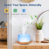 500ML Aroma Diffuser Wood Grain Color, 5V 2A Essential Oil Aromatherapy Diffuser Humidifier with Remote Control  for Home Office