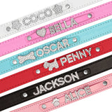 Personalized Dog Name Collar Bling Rhinestone Puppy Cat Collar and Leash Set Custom Necklace for Small Medium Pet Pug Chihuahua