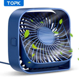 TOPK Mini Portable Fan,USB Desk Fan Table,Quiet 3 Speed Wind Personal Fan 360°Rotatable Head Standing Fans for Room Camping Hom