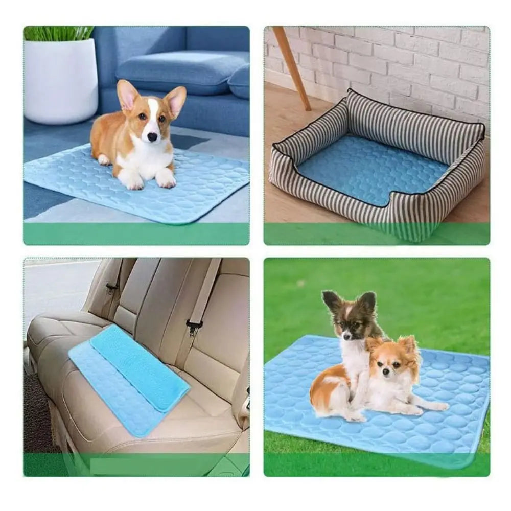 Pet Cooling Mat Dog Cat Sleeping Pad Cool Ice Silk Moisture-proof Mattress Cushion Summer Small Animal Cold Bed 5 sizes