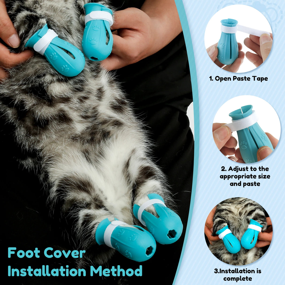 Breathable Cat Muzzle Transparent Anti-Bite Protective Space Hood Durable Cat Grooming Accessories with 4 Silicone Paw Shoes