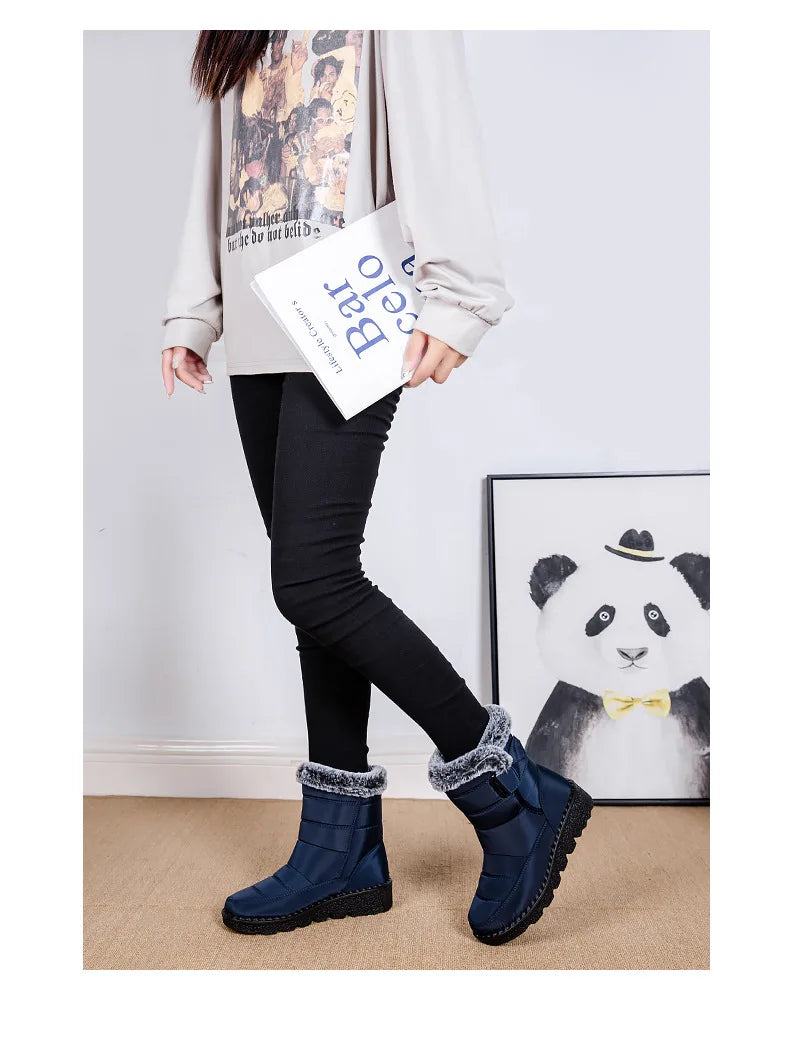 Waterproof Winter for 2023 New Faux Fur Long Platform Snow Warm Cotton Couples Shoes Plush Woman Ankle Boots