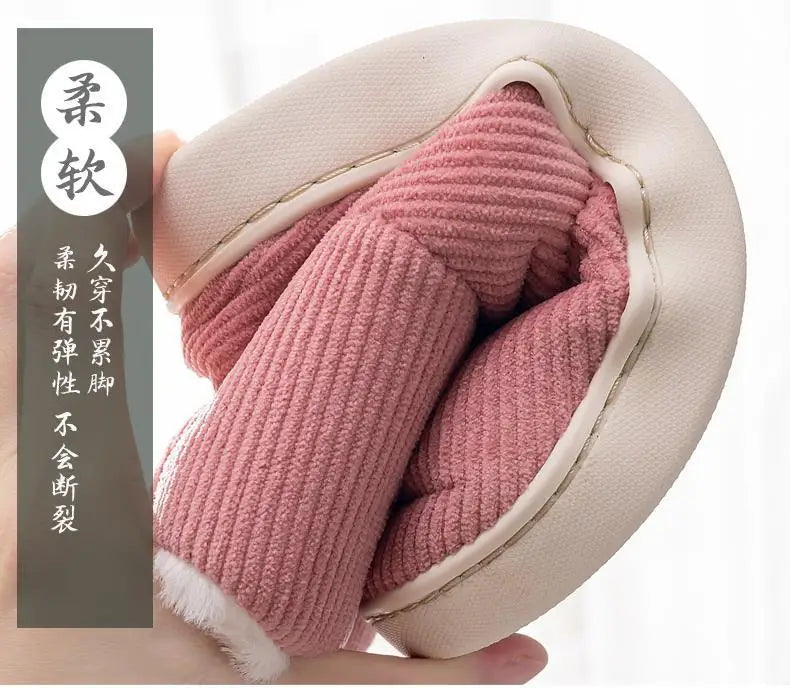 Winter Adult Men And Women Thick Warm Floor Shoes High Tube Non-Slip Indoor Cotton Shoes Plush Home Slippers Shoes Women