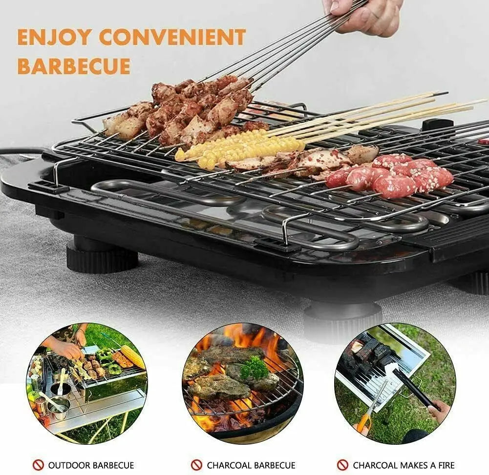 Electric Smokeless Grill, 1500W Electric Indoor BBQ Barbecue Grill, Large Capacity Household Electric Cooking Gril Non-Stick