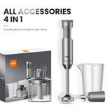 MIUI Hand Immersion Blender 1000W Powerful 4-in-1,Stainless Steel Stick Food Mixer,700ml Mixing Beaker,500ml Processor,Whisk