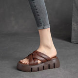 Summer 2023 Casual Platform  Slippers Women  Fashion Braided Mesh Walking Wedge Sandals шлепанцы женские летние на платформе