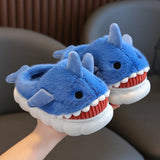 Winter Cute Cartoon Shark Cotton Slippers Children's Non-slip Soft Sole Slides For Kids Girls Baby Boys Warm Plush Home Shoes