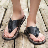 2023 Summer Handmade Leather Slippers Trendy Fashion Men's Flip-flops Outdoor Breathable Comfortable Men and Simple Sandals