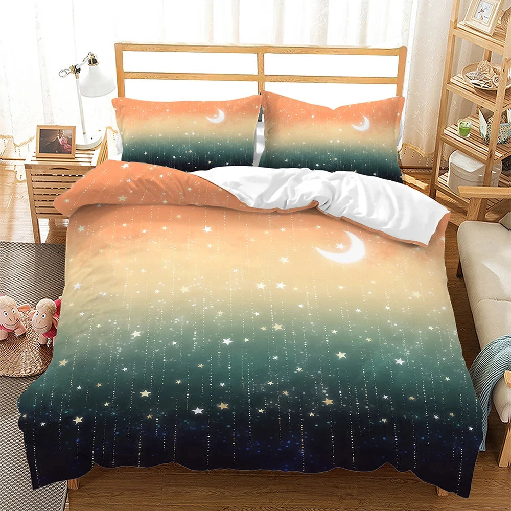 Rainbow Gradient Bedding Set Gradient Colors Duvet Cover with Pillowcases Single Twin Full Queen King Girl Kids Quilt Cover