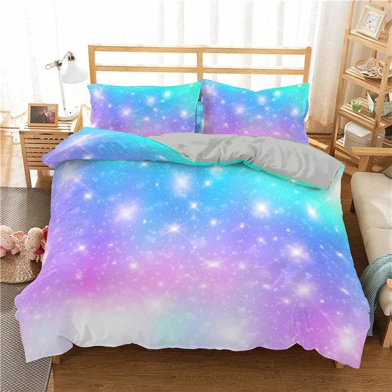 Rainbow Gradient Bedding Set Gradient Colors Duvet Cover with Pillowcases Single Twin Full Queen King Girl Kids Quilt Cover