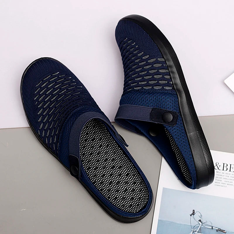 New Summer Women Men Sandals Mesh Breathable Padded Beach Flip Flops Shoes Solid Flat Bath Slippers Lighted Casual Shoes