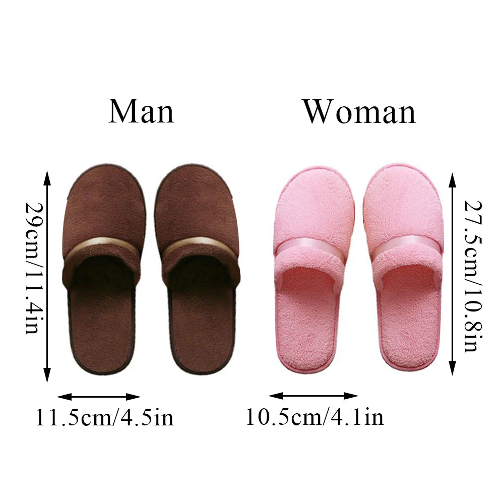 1Pair Disposable Winter Slipper Men Women Hotel Home Slippers Non-slip Portable Travel Sandals Coral Fleece Soft Warm Flip Flops