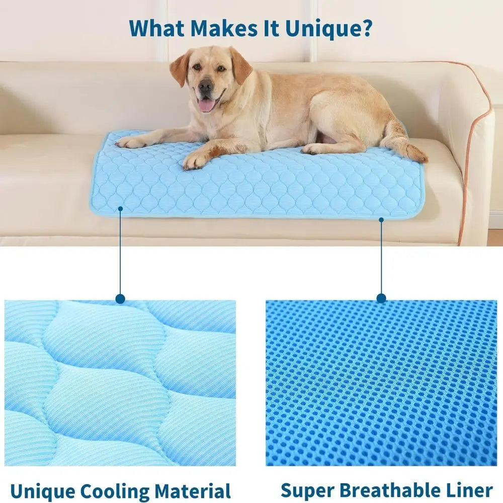 Pet Cooling Mat Dog Cat Sleeping Pad Cool Ice Silk Moisture-proof Mattress Cushion Summer Small Animal Cold Bed 5 sizes