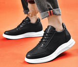 White Leather Sneakers with Thick Soles Men Shoes Outdoor Men Formal Shoes Invisible Inner Height Increasing Men's Shoes 6/8 CM