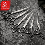 Fenice Professional Dog Grooming Scissors Kit Cutting Curved Thinning Shear 9CR Satinless Steel Scissors Set