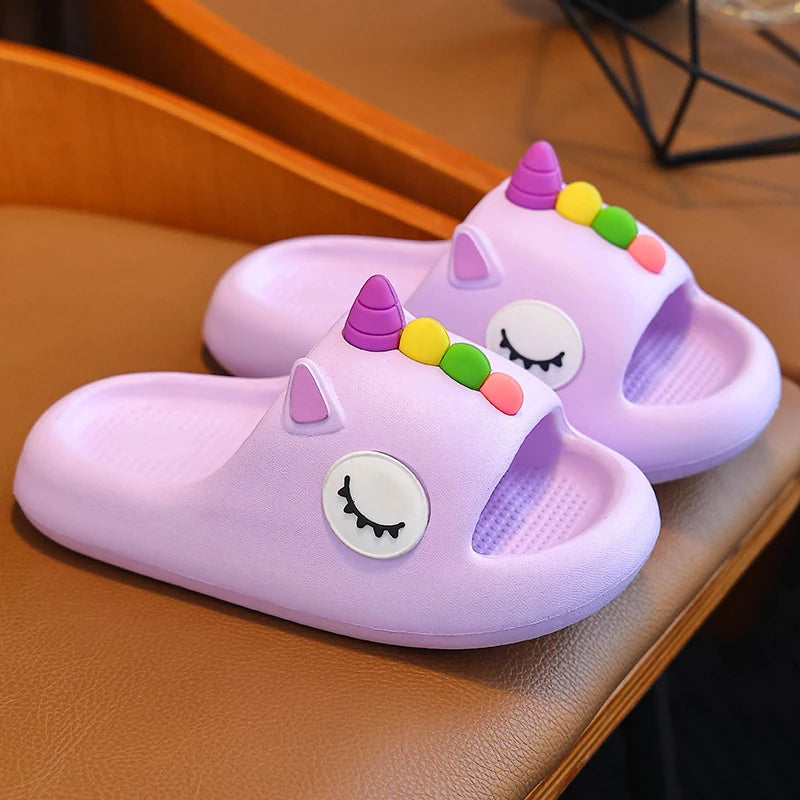 New Summer Pretty Cute Cartoon Foal Slippers Children's Non-Slip Soft Sole Sandals Boys Girls Home Slides Scuff For Kids Shoes