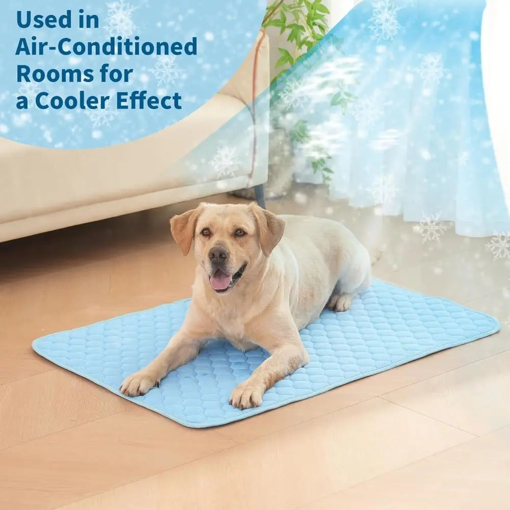 Pet Cooling Mat Dog Cat Sleeping Pad Cool Ice Silk Moisture-proof Mattress Cushion Summer Small Animal Cold Bed 5 sizes