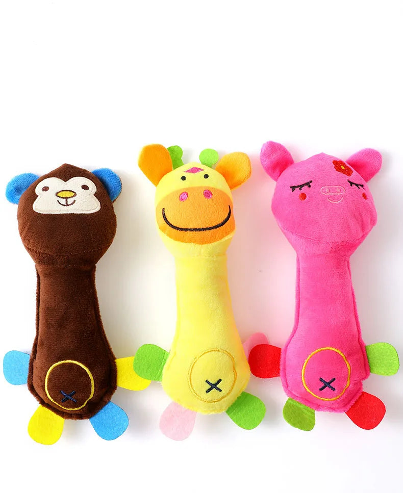 Cute Plush Toy Sound Toy Stuffed Squeaky Animal Squeak Dog Toy Cleaning Tooth Dog Chew Rope Toys